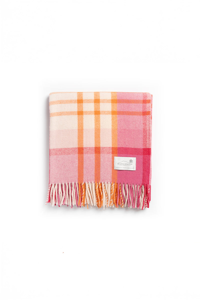 Okahu Orange Check Throw