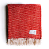 red wool throw