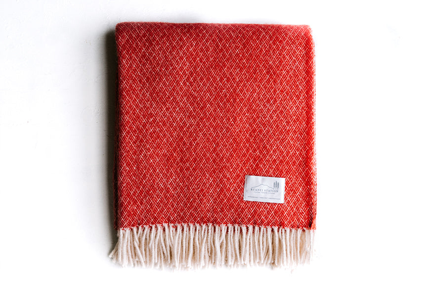 red wool throw